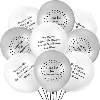 Memorial Balloons, Personalized Funeral Remembrance Balloons, White & Silver 60 pc for Memorial