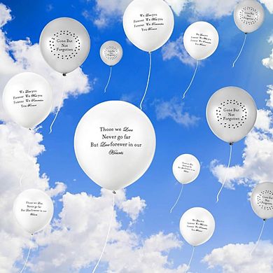Memorial Balloons, Personalized Funeral Remembrance Balloons, White & Silver 60Pcs for Memorial