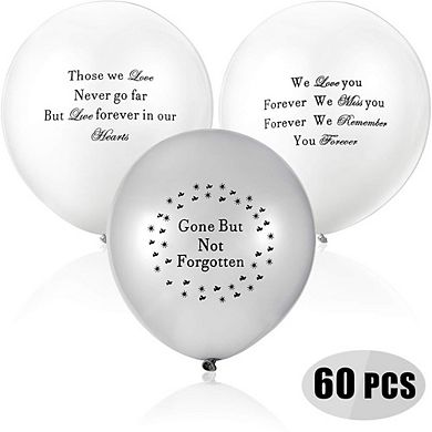 Memorial Balloons, Personalized Funeral Remembrance Balloons, White & Silver 60Pcs for Memorial