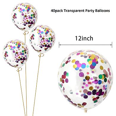Confetti Balloons 40 pcs 12” with Colorful Confetti for Birthday & Wedding Parties