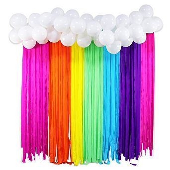 Rainbow Party Backdrop Cloud Balloon Arch Kit For Rainbow Birthday Or Shower Photo Decorations