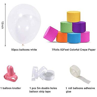 Rainbow Party Backdrop Cloud Balloon Arch Kit For Rainbow Birthday Or Shower Photo Decorations