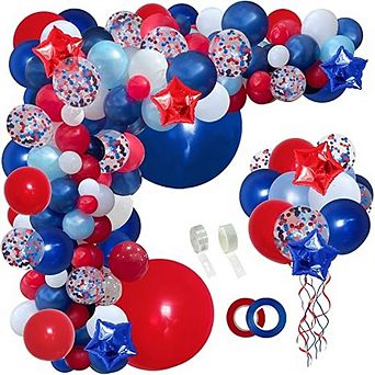 Navy Red White Arch Kit Patriotic Garland 140 pc For 4th Of July, Baseball Or Veterans Party