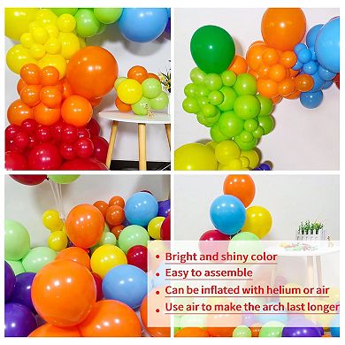 Rainbow Balloon Arch Kit, 18” 12” 5” Colorful Latex Balloons 111 pcs for Wedding & Party