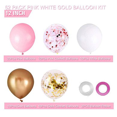 Pink Gold Confetti Balloons 60 pcs for Proposal, Wedding & Birthday Party Decor