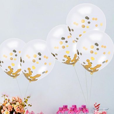 Gold Confetti Balloons 20 Pcs 12” with Paper Dots for Wedding & Party Decorations
