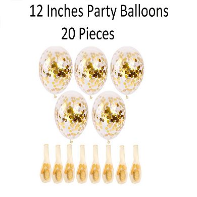 Gold Confetti Balloons 20 Pcs 12” with Paper Dots for Wedding & Party Decorations