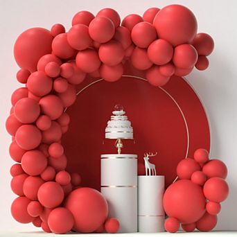 Matte Red Balloon Arch Set 84 pc Garland Kit with Mixed Size Balloons for Party or Shower