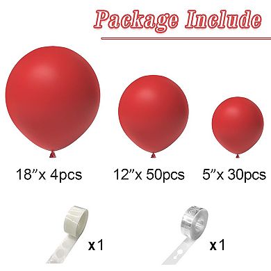 Matte Red Balloon Arch Set 84pcs Garland Kit with Mixed Size Balloons for Party or Shower