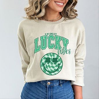 S.W.Smiley Lucky Vibes Smiley - Women's Graphic Sweatshirt