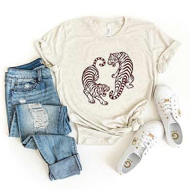 Two Tigers - Women's Short Sleeve Graphic T-Shirt