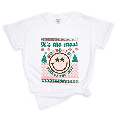 S.W.Smiley The Most Wonderful Time Smiley - Women's Garment Dyed Graphic T-Shirt