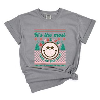 S.W.Smiley The Most Wonderful Time Smiley - Women's Garment Dyed Graphic T-Shirt