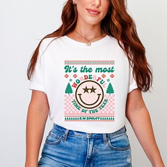 S.W.Smiley The Most Wonderful Time Smiley - Women's Garment Dyed Graphic T-Shirt