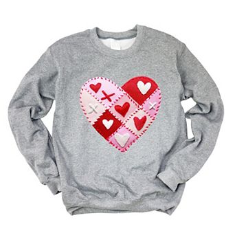 Heart Stitching Patchwork Print - Women's Graphic Sweatshirt