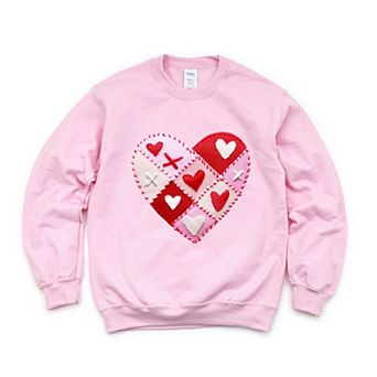 Heart Stitching Patchwork Print - Women's Graphic Sweatshirt