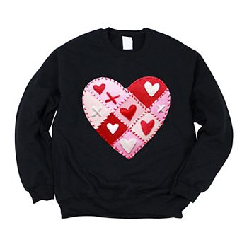 Heart Stitching Patchwork Print - Women's Graphic Sweatshirt