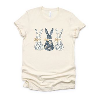 Three Blue Willow Bunnies - Women's Short Sleeve Graphic T-Shirt