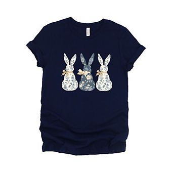 Three Blue Willow Bunnies - Women's Short Sleeve Graphic T-Shirt