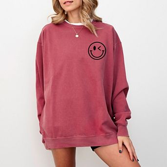 S.W.Smiley You're Doing Great Smiley Front and Back Design - Women's Garment Dyed Graphic Sweatshir
