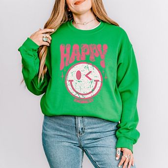 S.W.Smiley Pink Smiley Distressed - Women's Graphic Sweatshirt