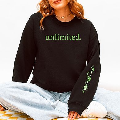 Unlimited Green Broom Front & Full Sleeve Design - Women's Graphic Sweatshirt