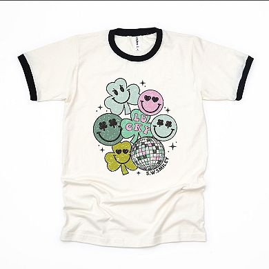 S.W.Smiley Lucky Smiley Disco - Women's Ringer Graphic T-Shirt