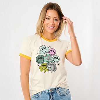 S.W.Smiley Lucky Smiley Disco - Women's Ringer Graphic T-Shirt