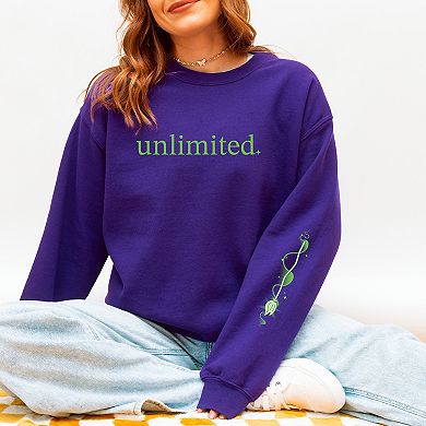 Unlimited Green Broom Front & Full Sleeve Design - Women's Graphic Sweatshirt