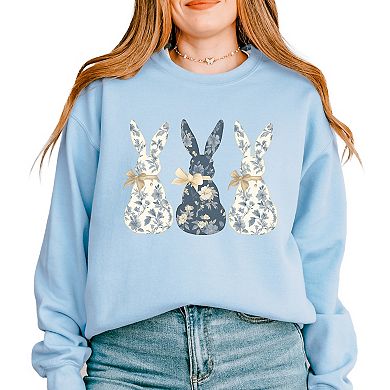 Three Blue Willow Bunnies - Women's Graphic Sweatshirt