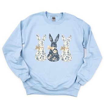 Three Blue Willow Bunnies - Women's Graphic Sweatshirt