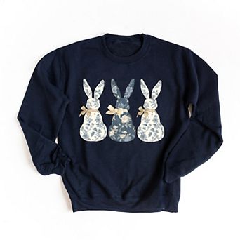 Three Blue Willow Bunnies - Women's Graphic Sweatshirt