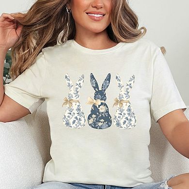 Three Blue Willow Bunnies - Women's Short Sleeve Graphic T-Shirt