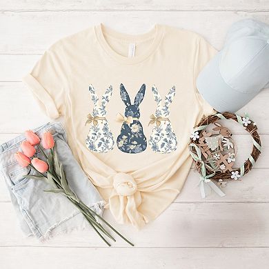 Three Blue Willow Bunnies - Women's Short Sleeve Graphic T-Shirt