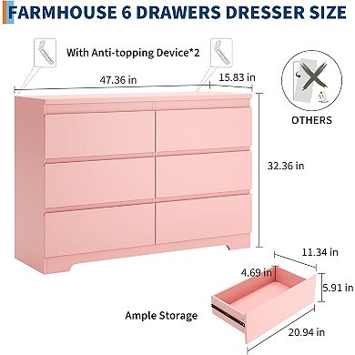 6 Drawer Dresser, Simply Modern Chest of Drawers