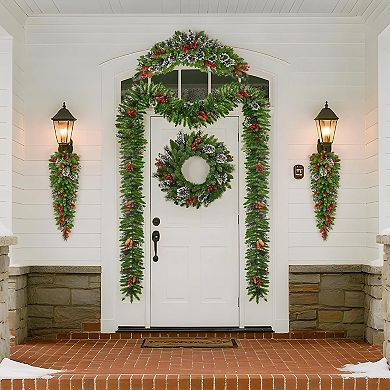 Christmas Wreath Set of 6, Pre-Lit LED Outdoor Christmas Decorations for Front Door & Indoor