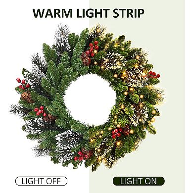 Christmas Wreath Set of 6, Pre-Lit LED Outdoor Christmas Decorations for Front Door & Indoor