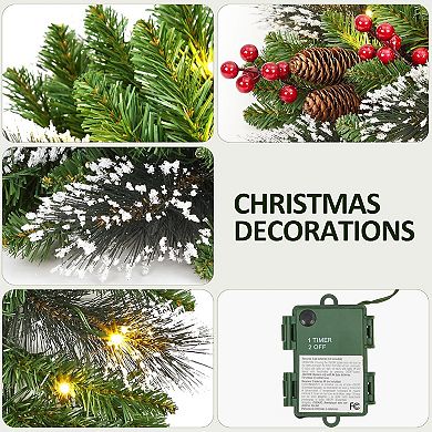 Christmas Wreath Set of 6, Pre-Lit LED Outdoor Christmas Decorations for Front Door & Indoor