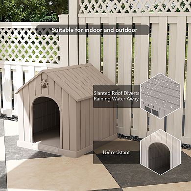 Dog House Resin Outdoor Dog Kennel Weatherproof Small Dog House for Indoor Use