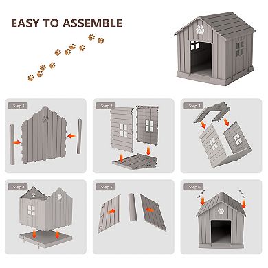 Dog House Resin Outdoor Dog Kennel Weatherproof Small Dog House for Indoor Use