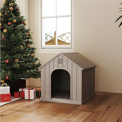 Dog House Resin Outdoor Dog Kennel Weatherproof Small Dog House for Indoor Use