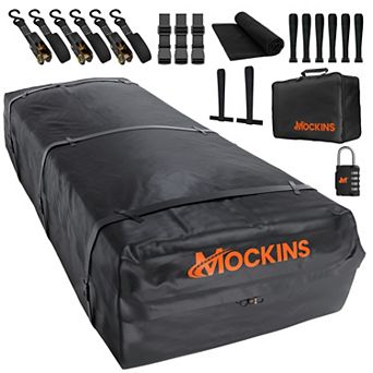 Mockins 50 Cu Ft. Black Waterproof Rooftop Cargo Bag (85"x50"x20") with Mat, Straps, Hooks & More