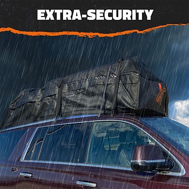 Mockins 50 Cu Ft. Black Waterproof Rooftop Cargo Bag (85"x50"x20") with Mat, Straps, Hooks & More