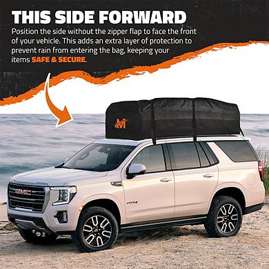 Mockins 50 Cu Ft. Black Waterproof Rooftop Cargo Bag (85"x50"x20") with Mat, Straps, Hooks & More