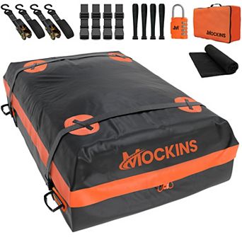 Mockins 20 Cu Ft. Orange Waterproof Rooftop Bag (53"x40"x17") with Mat, Straps, Hooks & More