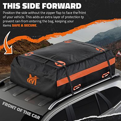 Mockins 20 Cu Ft. Orange Waterproof Rooftop Bag (53"x40"x17") with Mat, Straps, Hooks & More