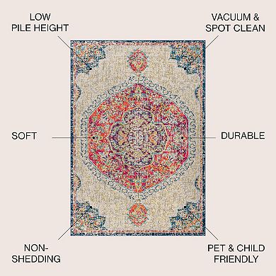 Imara Bohemian Flair Boho Vintage Medallion Area Rug