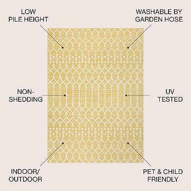 Ourika Moroccan Geometric Textured Weave Light Indoor/Outdoor Area Rug