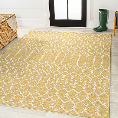 Ourika Moroccan Geometric Textured Weave Light Indoor/Outdoor Area Rug