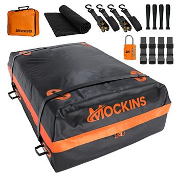 Mockins 30 Cu Ft. Orange Waterproof Rooftop Bag (60"x43"x20") with Mat, Straps, Hooks & More